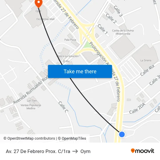 Av. 27 De Febrero Prox. C/1ra to Oym map