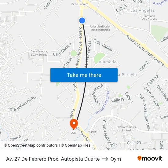 Av. 27 De Febrero Prox. Autopista Duarte to Oym map