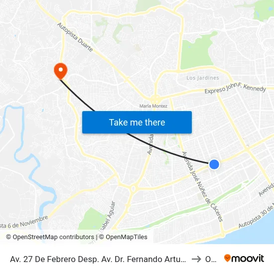 Av. 27 De Febrero Desp. Av. Dr. Fernando Arturo Defilló to Oym map