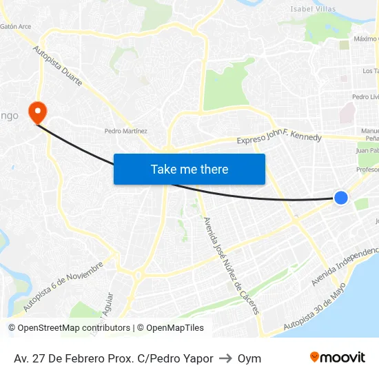 Av. 27 De Febrero Prox. C/Pedro Yapor to Oym map