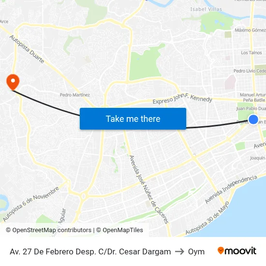 Av. 27 De Febrero Desp. C/Dr. Cesar Dargam to Oym map