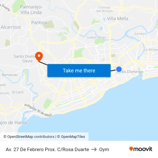 Av. 27 De Febrero Prox. C/Rosa Duarte to Oym map