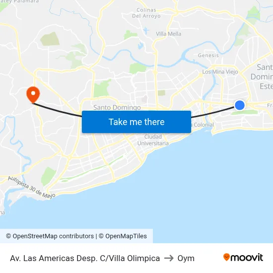 Av. Las Americas Desp. C/Villa Olimpica to Oym map