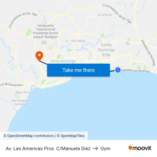 Av. Las Americas Prox. C/Manuela Diez to Oym map