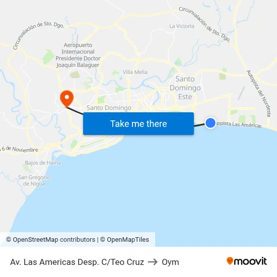 Av. Las Americas Desp. C/Teo Cruz to Oym map