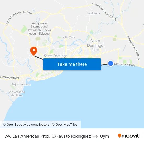 Av. Las Americas Prox. C/Fausto Rodriguez to Oym map