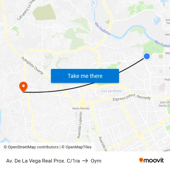 Av. De La Vega Real Prox. C/1ra to Oym map