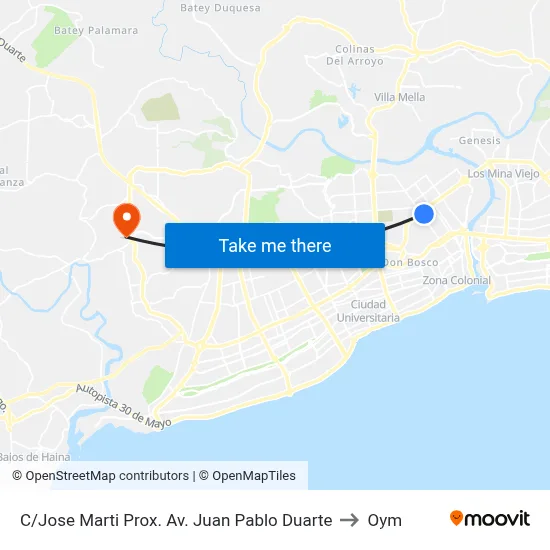 C/Jose Marti Prox. Av. Juan Pablo Duarte to Oym map