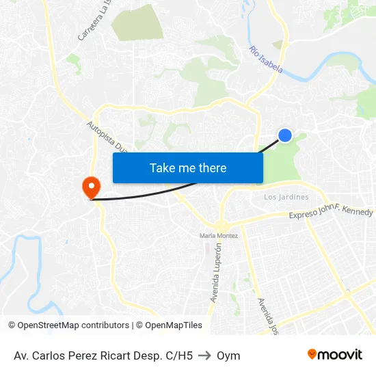 Av. Carlos Perez Ricart Desp. C/H5 to Oym map