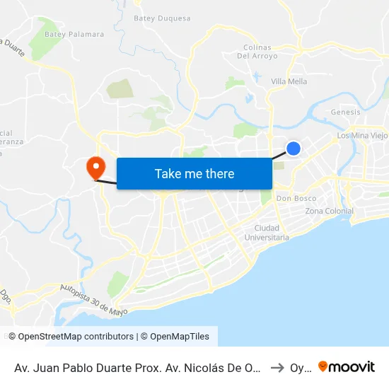 Av. Juan Pablo Duarte Prox. Av. Nicolás De Ovando to Oym map