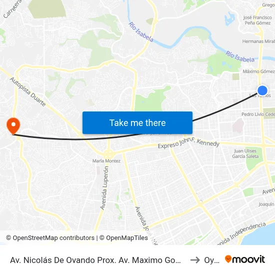 Av. Nicolás De Ovando Prox. Av. Maximo Gomez to Oym map