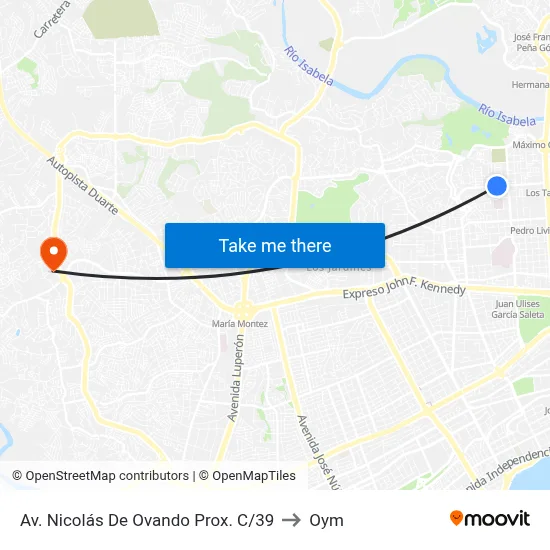 Av. Nicolás De Ovando Prox. C/39 to Oym map