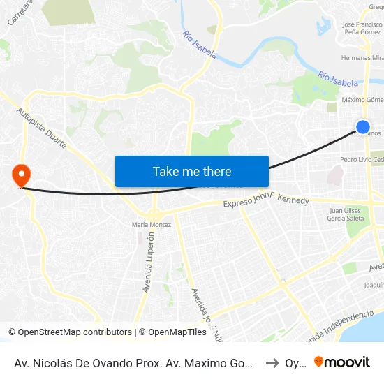 Av. Nicolás De Ovando Prox. Av. Maximo Gomez to Oym map
