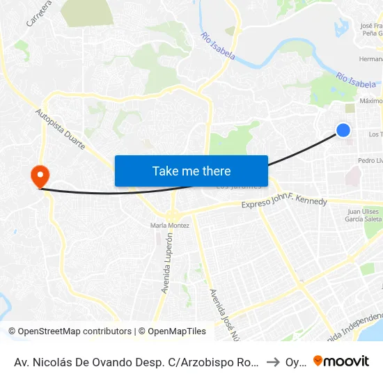 Av. Nicolás De Ovando Desp. C/Arzobispo Romero to Oym map