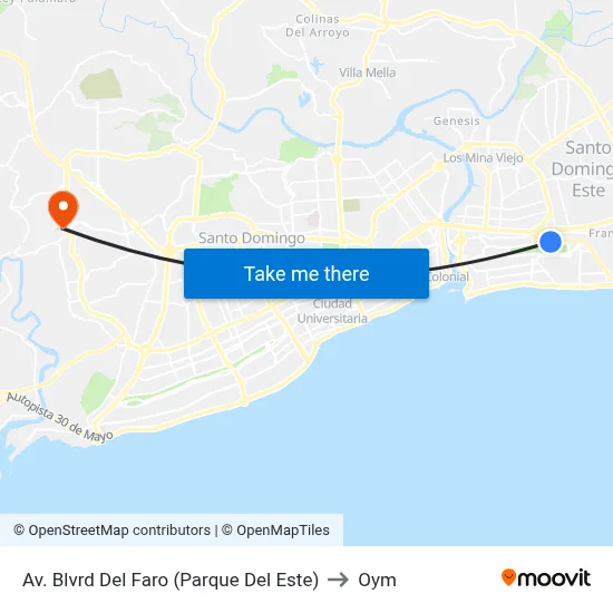 Av. Blvrd Del Faro (Parque Del Este) to Oym map