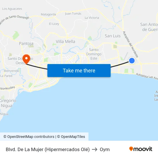 Blvd. De La Mujer (Hipermercados Olé) to Oym map