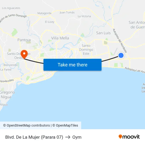 Blvd. De La Mujer (Parara 07) to Oym map