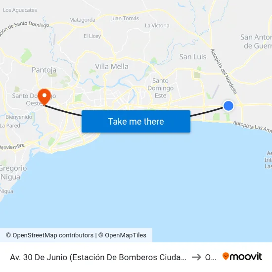 Av. 30 De Junio (Estación De Bomberos Ciudad Juan Bosch) to Oym map