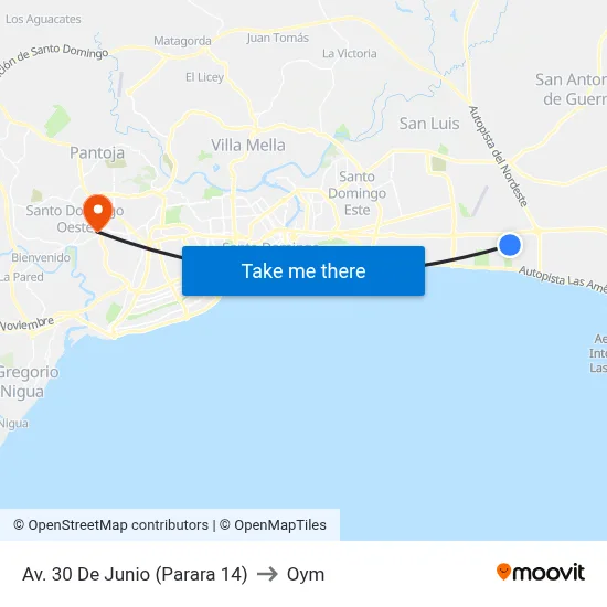 Av. 30 De Junio (Parara 14) to Oym map