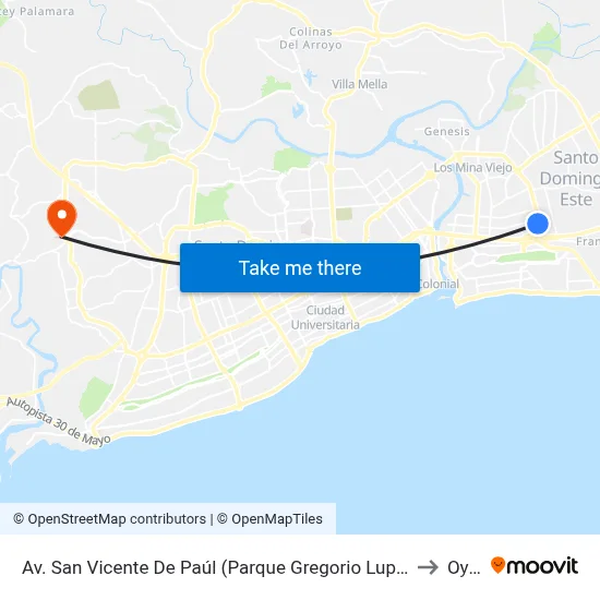 Av. San Vicente De Paúl (Parque Gregorio Luperon) to Oym map