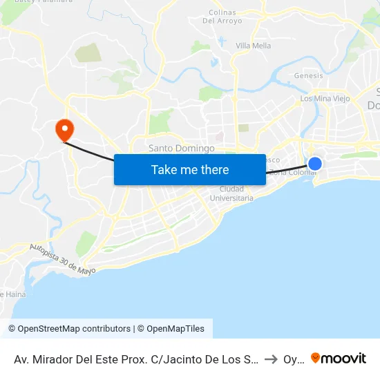 Av. Mirador Del Este Prox. C/Jacinto De Los Santos to Oym map