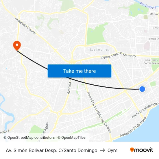 Av. Simón Bolívar Desp. C/Santo Domingo to Oym map