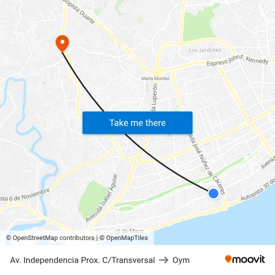 Av. Independencia Prox. C/Transversal to Oym map