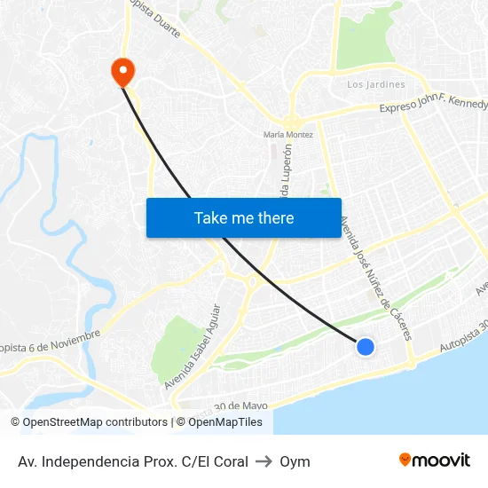 Av. Independencia Prox. C/El Coral to Oym map