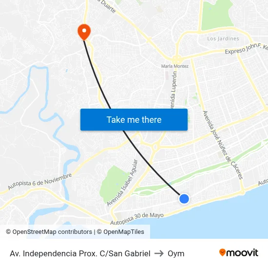 Av. Independencia Prox. C/San Gabriel to Oym map