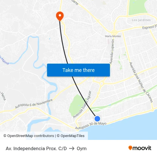 Av. Independencia Prox. C/D to Oym map