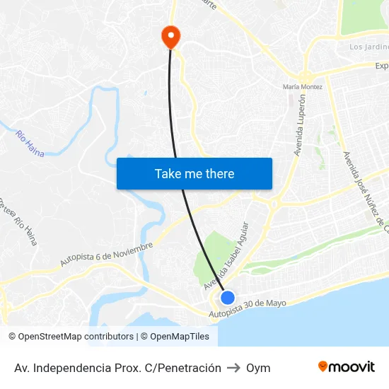 Av. Independencia Prox. C/Penetración to Oym map