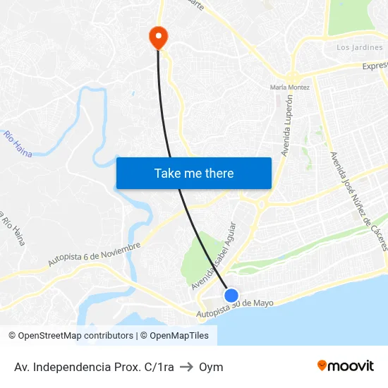 Av. Independencia Prox. C/1ra to Oym map