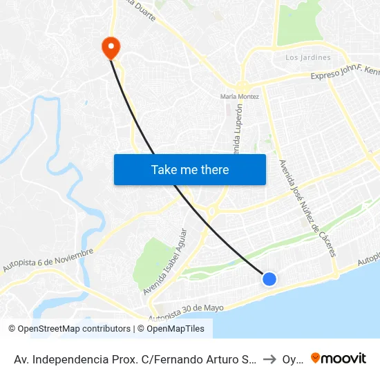 Av. Independencia Prox. C/Fernando Arturo Soto to Oym map
