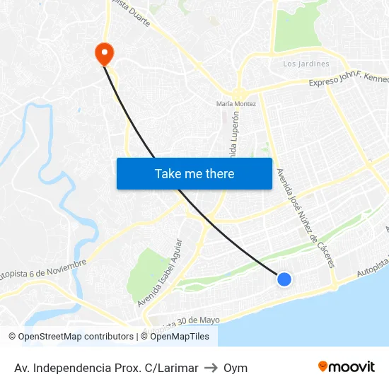 Av. Independencia Prox. C/Larimar to Oym map