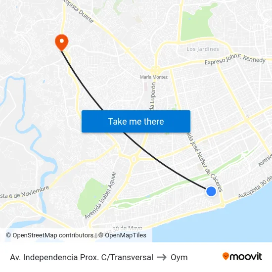 Av. Independencia Prox. C/Transversal to Oym map