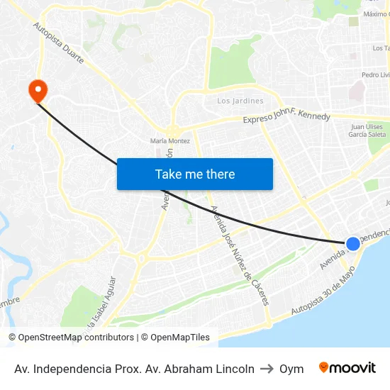 Av. Independencia Prox. Av. Abraham Lincoln to Oym map