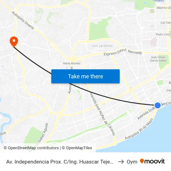 Av. Independencia Prox. C/Ing. Huascar Tejeda to Oym map