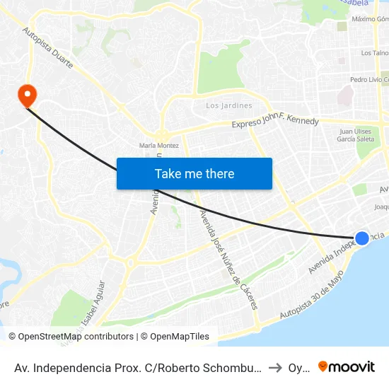 Av. Independencia Prox. C/Roberto Schomburg to Oym map