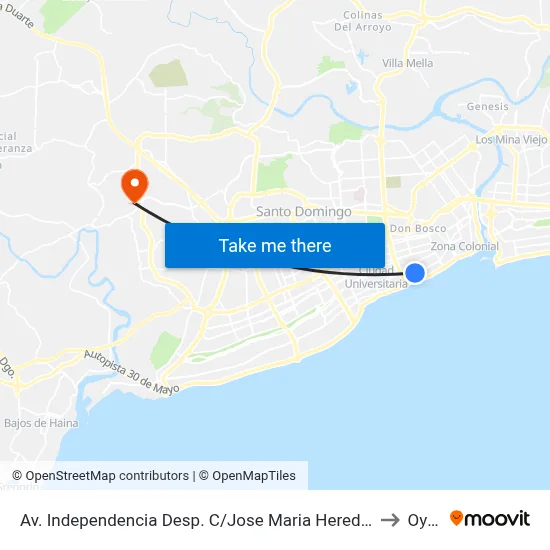 Av. Independencia Desp. C/Jose Maria Heredia to Oym map