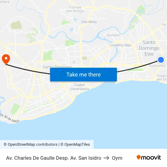 Av. Charles De Gaulle Desp. Av. San Isidro to Oym map