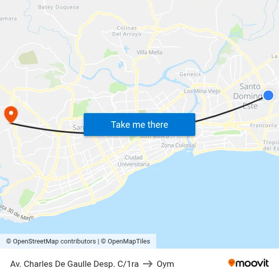 Av. Charles De Gaulle Desp. C/1ra to Oym map
