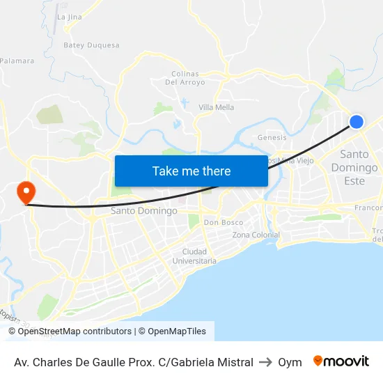 Av. Charles De Gaulle Prox. C/Gabriela Mistral to Oym map