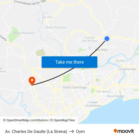 Av. Charles De Gaulle (La Sirena) to Oym map