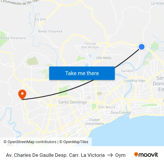 Av. Charles De Gaulle Desp. Carr. La Victoria to Oym map