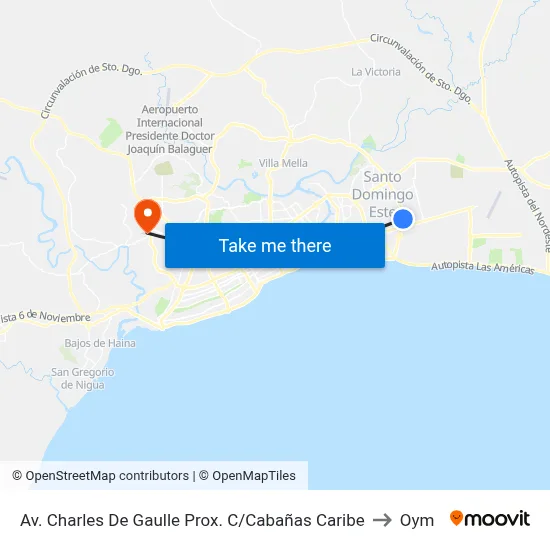 Av. Charles De Gaulle Prox. C/Cabañas Caribe to Oym map