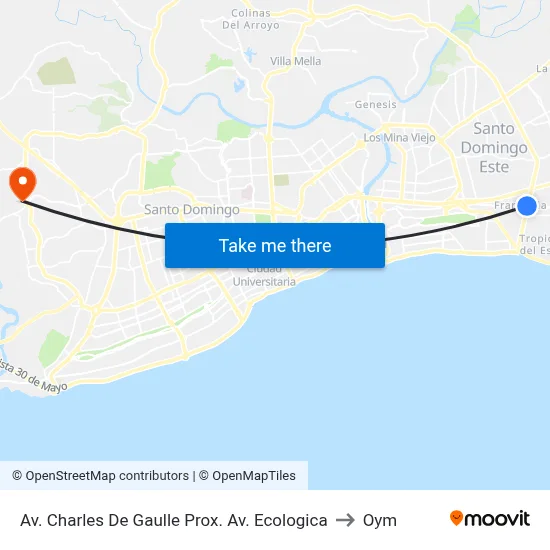 Av. Charles De Gaulle Prox. Av. Ecologica to Oym map