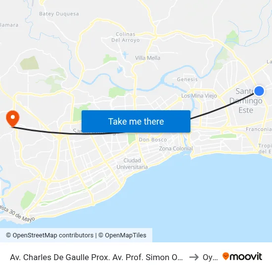 Av. Charles De Gaulle Prox. Av. Prof. Simon Orozco to Oym map