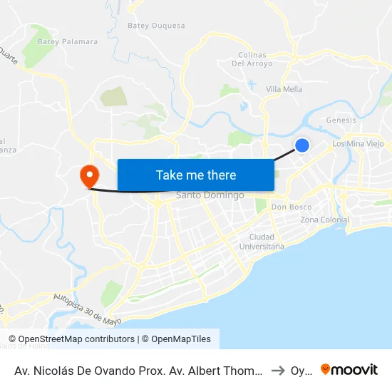 Av. Nicolás De Ovando Prox. Av. Albert Thomas to Oym map