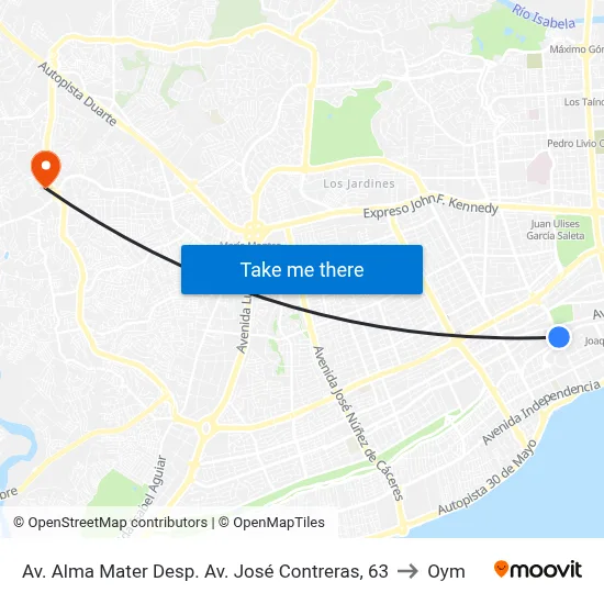 Av. Alma Mater Desp. Av. José Contreras, 63 to Oym map