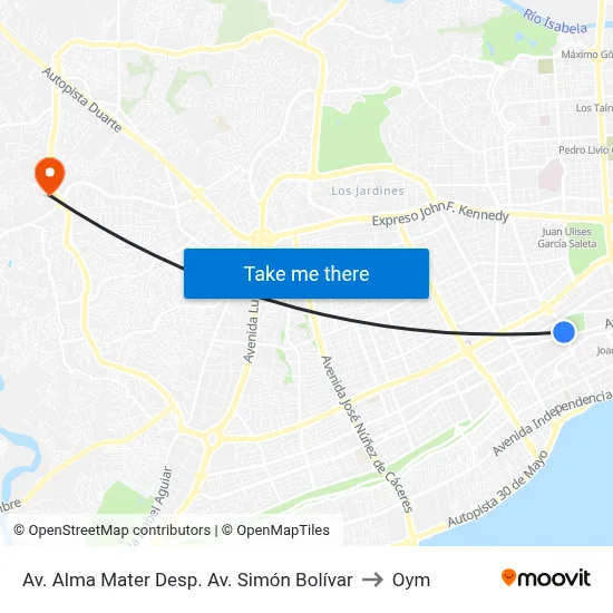 Av. Alma Mater Desp. Av. Simón Bolívar to Oym map